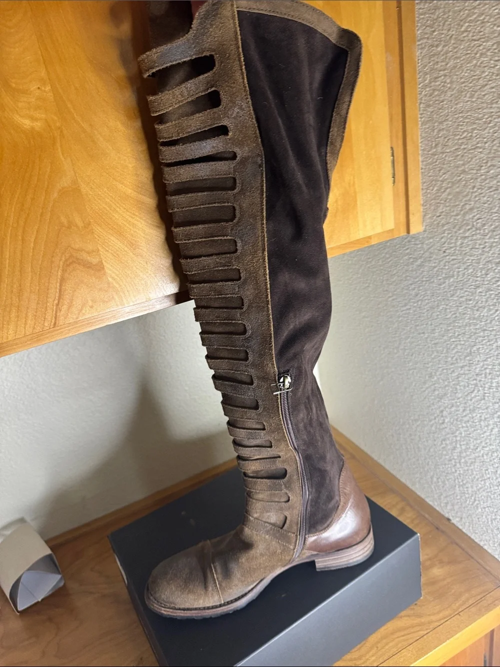 Free People Brown Suede Over-the-Knee Fringe Boots